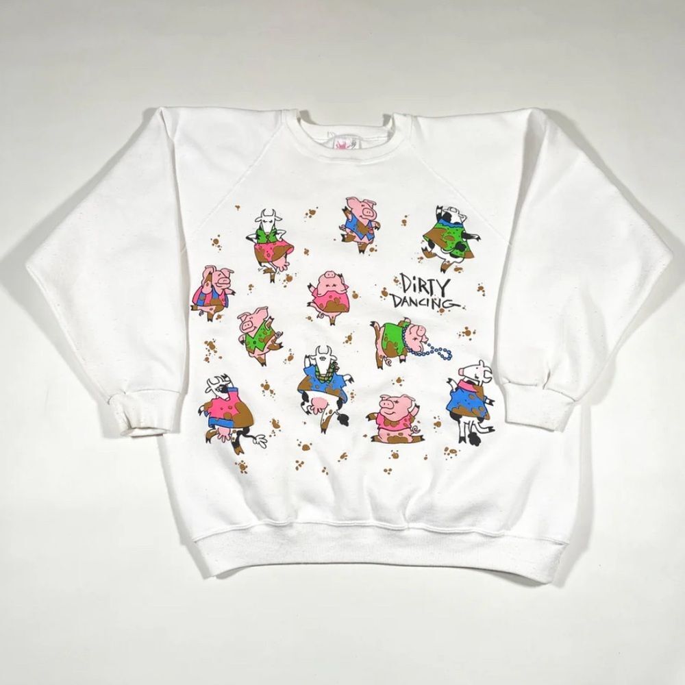Vintage 90s Dirty Dancing Farm Animals Puffy Graphic Sweatshirt One Size